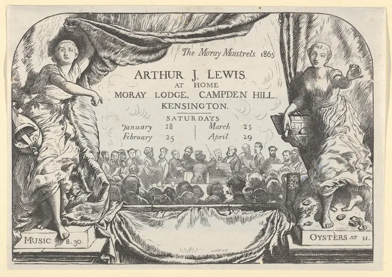 The Moray Minstrels (Invitation card of Arthur James Lewis) Wall Art by William Harcourt Hooper - High-Resolution Digital Print