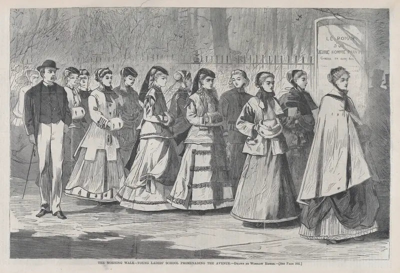 The Morning Walk – The Young Ladies' School Promenading the Avenue (from "Harper's Weekly," Vol. XII) Wall Art by Winslow Homer - High-Resolution Digital Print