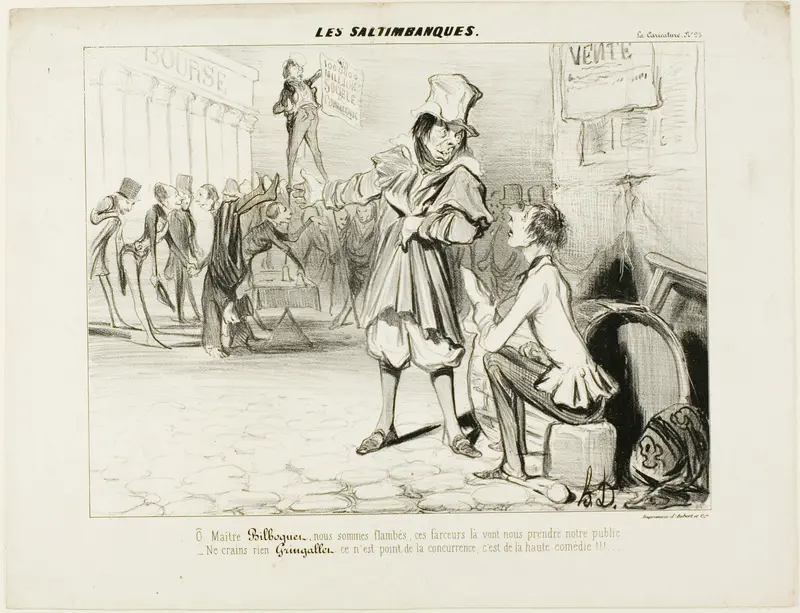 The Mountebanks. “- Oh Maître Bilboquet, we have had it... these clowns will steal our show! Don't you worry, Gringaillet, they're no competition, they are just comedians!,” from Les Saltimbanques