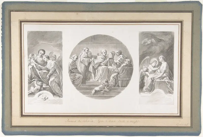 The Mystic Marriage of Saint Catherine; Saint Celestine V Renouncing the Papacy; Saint Catherine Touched by Divine Love Wall Art by Nicolas Bernard Lépicié - High-Resolution Digital Print