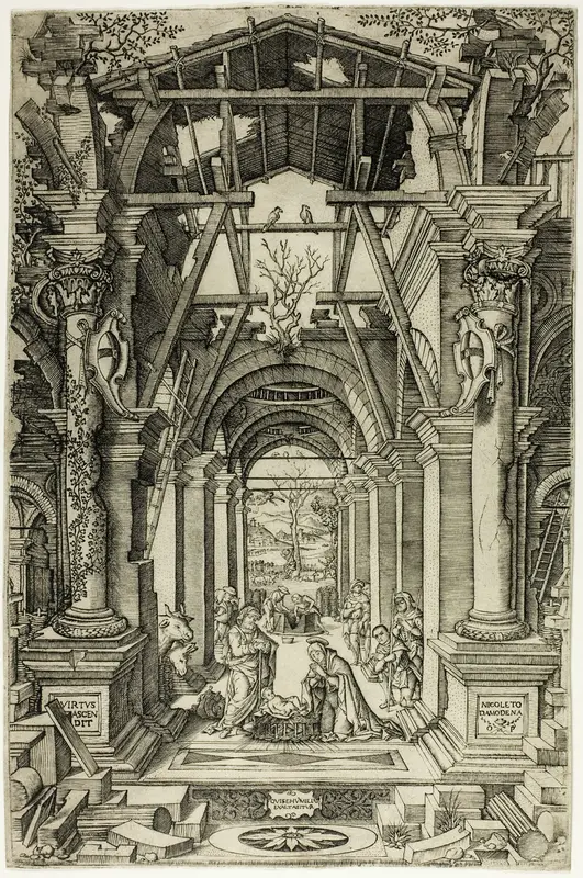 The Nativity and the Adoration of the Shepherds Wall Art by Nicoletto da Modena - High-Resolution Digital Print