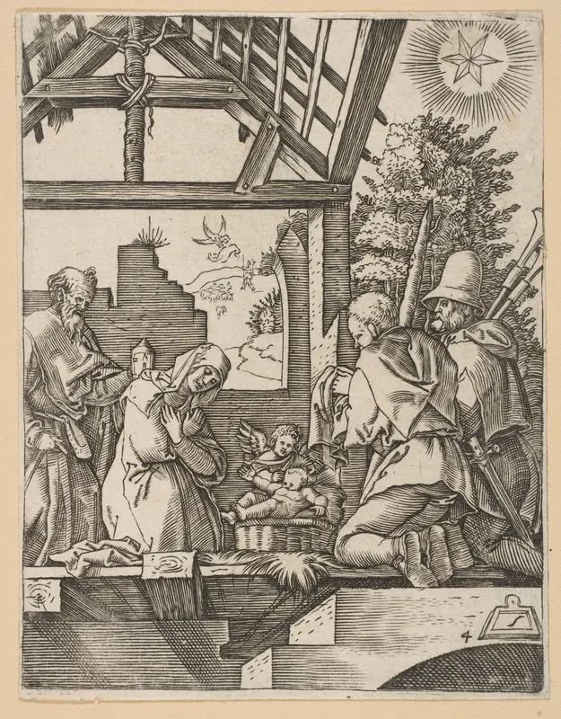 The Nativity (copy) Wall Art by Marcantonio Raimondi - High-Resolution Digital Print