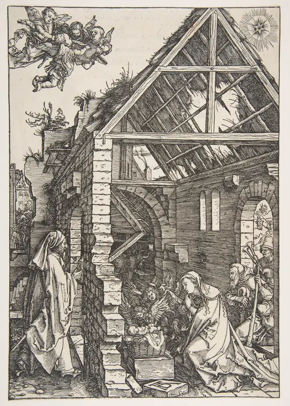The Nativity, from The Life of the Virgin, Latin Edition, 1511 Wall Art by Albrecht Dürer - High-Resolution Digital Print