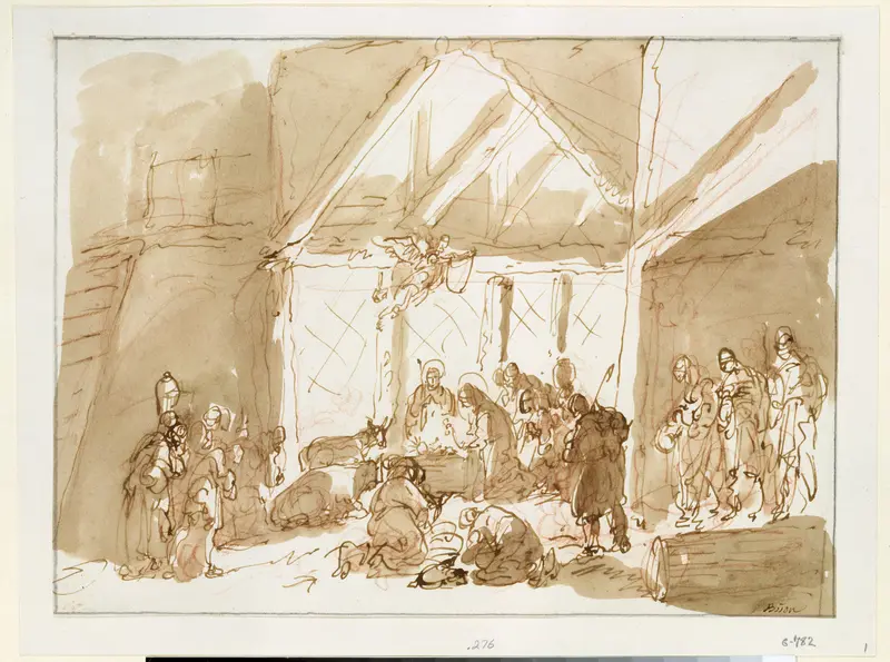 The Nativity of Christ, with Shepherds and Kings in Adoration Wall Art by Giuseppe Bernardino Bison - High-Resolution Digital Print