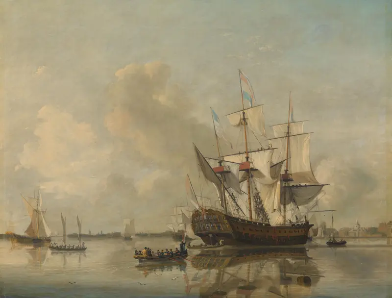 The Navy's Frigate 'Rotterdam' on the Maas off Rotterdam Wall Art by Nicolaas Baur - High-Resolution Digital Print