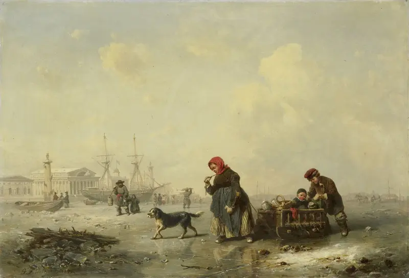 The Neva at St Petersburg (Leningrad) in the Winter Wall Art by Theodor Hildebrandt - High-Resolution Digital Print