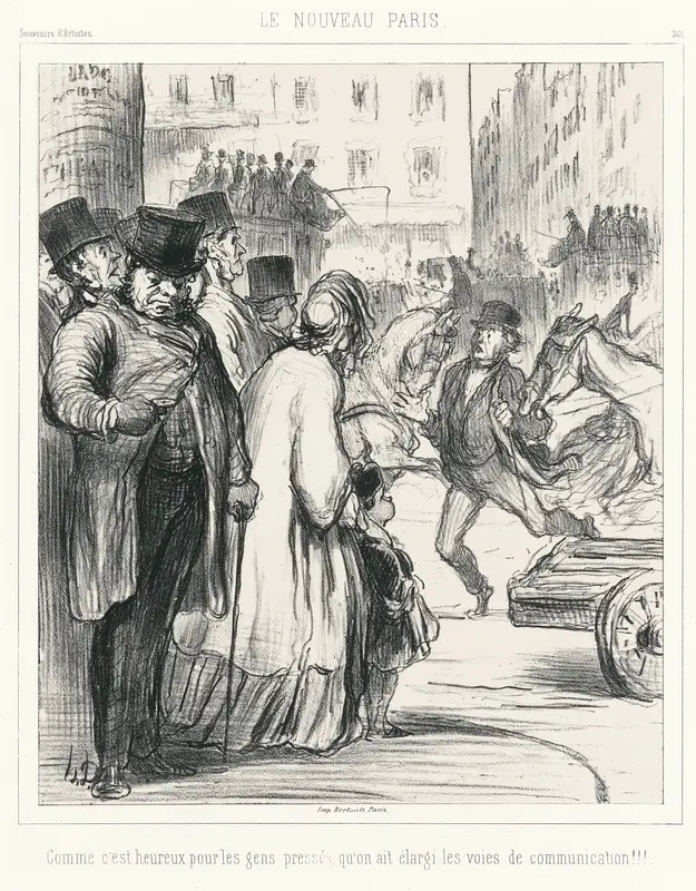 The New Paris. How fortunate for those in a hurry that the avenues have been widened!!!, plate 301 from Souvenirs d’artistes