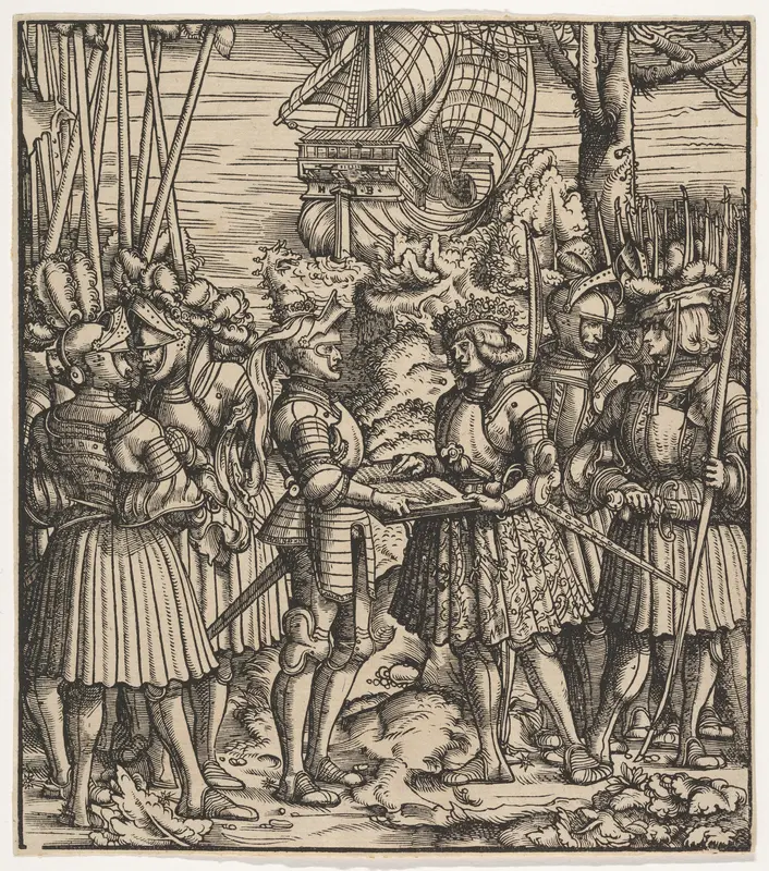 The New Treaty between King Philip and Henry VII, from "Der Weisskunig" Wall Art by Hans Burgkmair - High-Resolution Digital Print