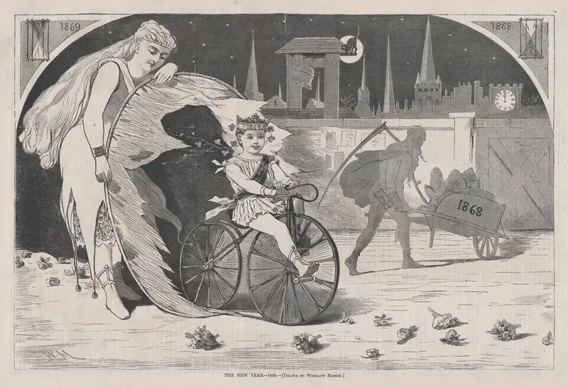 The New Year – 1869 – Drawn by Winslow Homer (from "Harper's Weekly," Vol. XIII) Wall Art by Winslow Homer - High-Resolution Digital Print