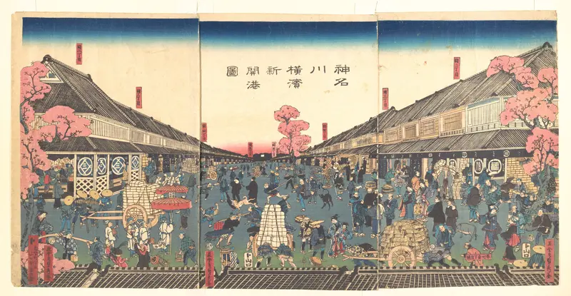 The Newly Opened Port of Yokohama in Kanagawa Prefecture (Kanagawa Yokohama shinkaikōzu) Wall Art by Utagawa (Gountei) Sadahide - High-Resolution Digital Print