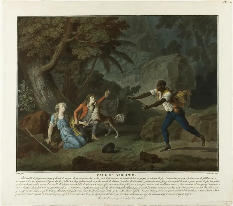 The Night, plate 1 from Paul et Virginie Wall Art by Charles Melchior Descourtis - High-Resolution Digital Print