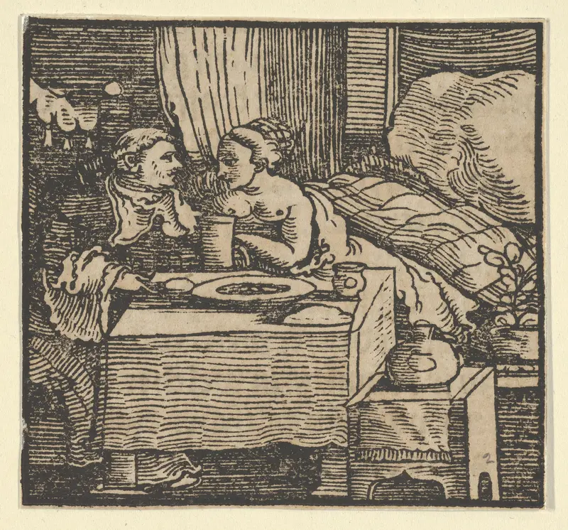 The Nude Girl and the Abbot, from The Decameron Wall Art by Hans Schäufelein - High-Resolution Digital Print