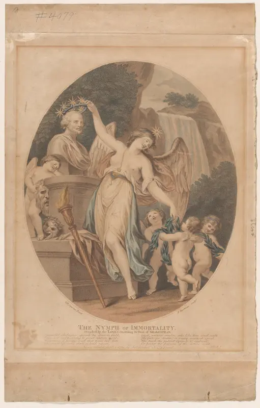 The Nymph of Immortality, Attended by the Loves, Crowning the Bust of Shakespeare Wall Art by Francesco Bartolozzi - High-Resolution Digital Print