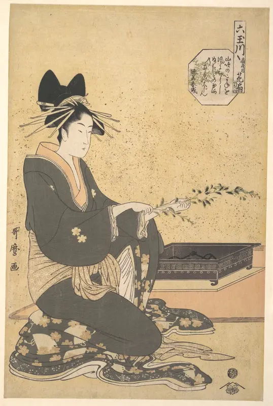 The Oiran Hanaogi of Ogiya, from the series “Six Jewel Rivers” (Mutamagawa)