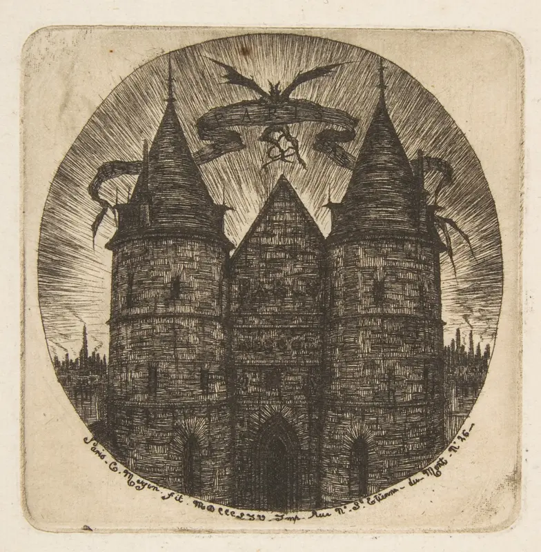 The Old Entrance to the Palais de Justice, Paris, frontispiece to "Etchings of Paris" Wall Art by Charles Meryon - High-Resolution Digital Print