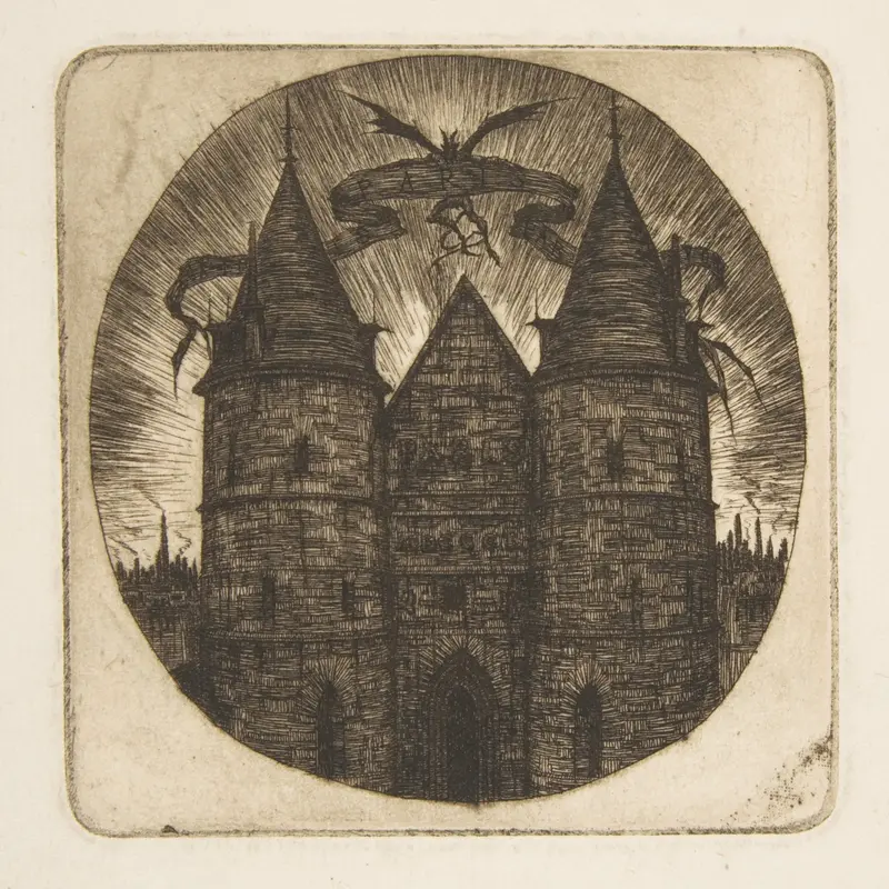 The Old Gate of the Palais de Justice, Paris, frontispiece to "Etchings of Paris" Wall Art by Charles Meryon - High-Resolution Digital Print