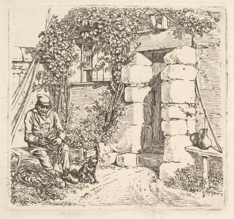 The Old Man and his Pomeranian Dog Wall Art by Johann Christoph Erhard - High-Resolution Digital Print
