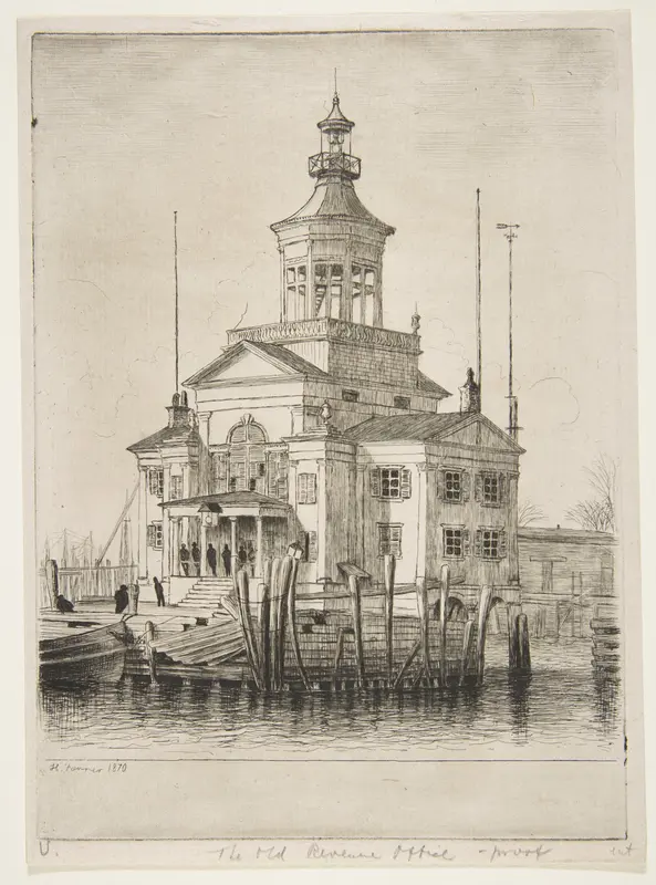 The Old Revenue Office, Whitehall, from "Scenes of Old New York" Wall Art by Henry Farrer - High-Resolution Digital Print
