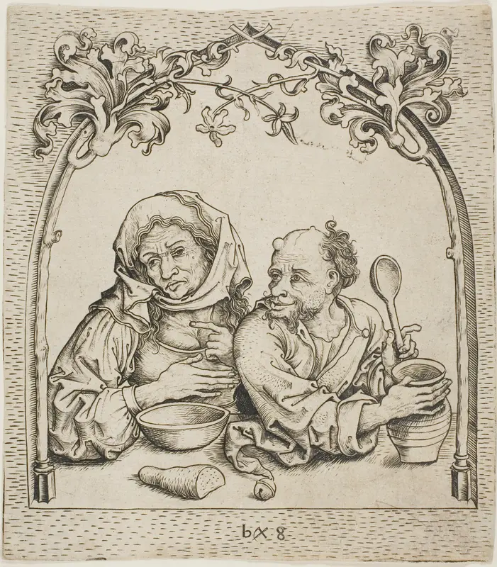 The Old Woman and The Fool in a Window Wall Art by Monogrammist b. g. - High-Resolution Digital Print