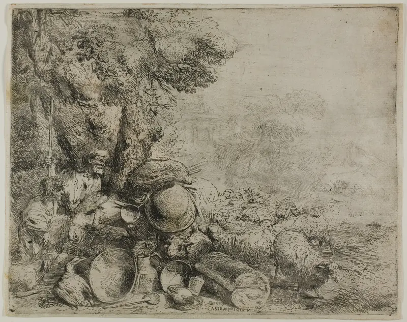 The Overloaded Donkey Wall Art by Giovanni Benedetto Castiglione - High-Resolution Digital Print