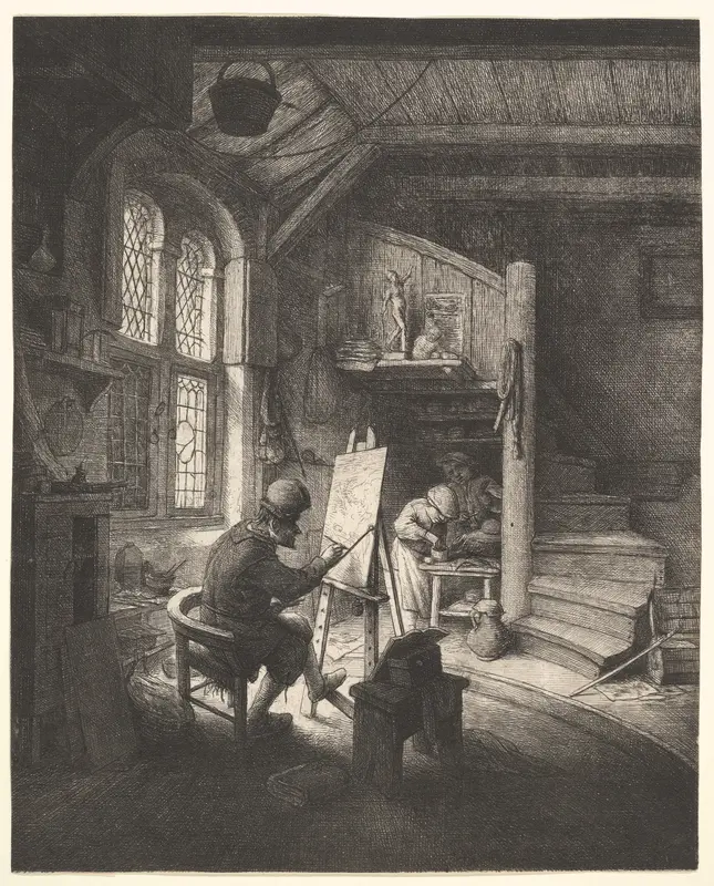 The Painter in His Studio Wall Art by Adriaen van Ostade - High-Resolution Digital Print