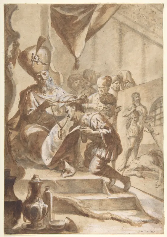 The Painter Rewarded Wall Art by Luca Giordano - High-Resolution Digital Print