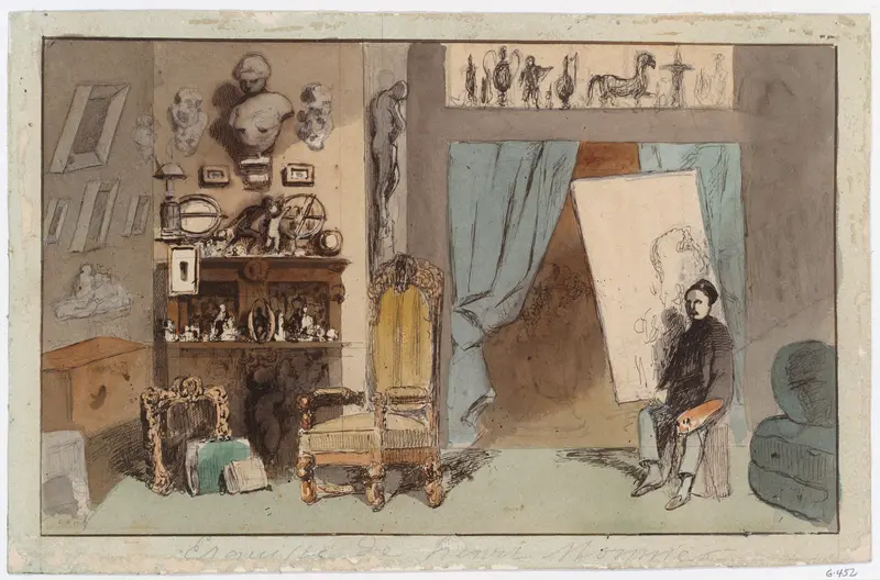 The Painter's Studio Wall Art by Henry-Bonaventure Monnier - High-Resolution Digital Print