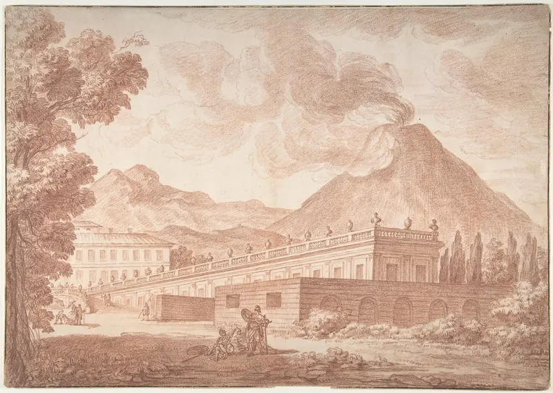 The Palazzo Reale at Pórtici with Vesuvius in the Background Wall Art by Louis Chaix - High-Resolution Digital Print
