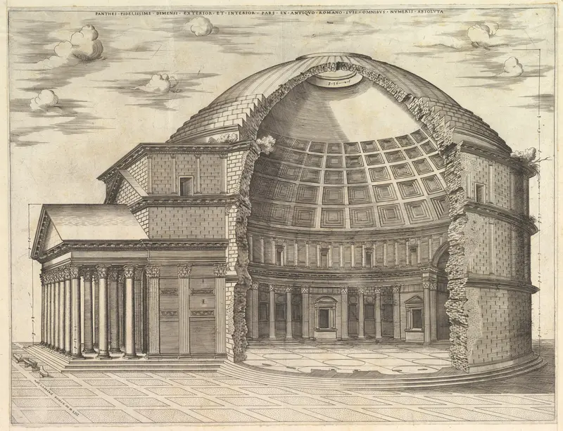 The Pantheon, broken away to show the interior, from "Speculum Romanae Magnificentiae" Wall Art by Anonymous - High-Resolution Digital Print