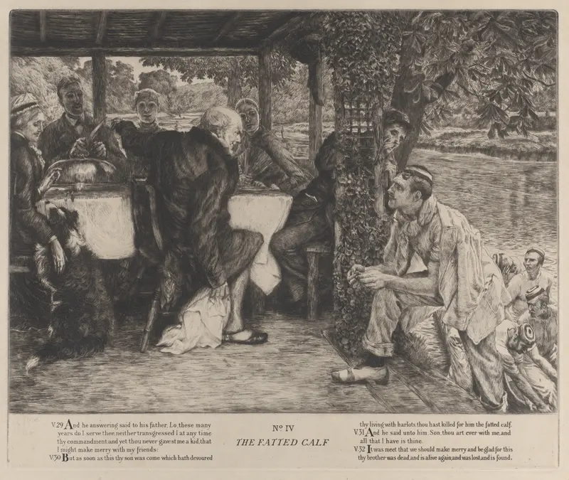 The Parable of the Prodigal Son, No. IV: The Fatted Calf Wall Art by James Tissot - High-Resolution Digital Print