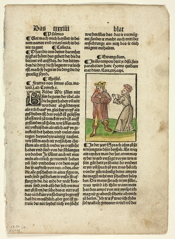 The Parable of the Unjust Steward from Plenarium, Plate 14 from Woodcuts from Books of the 15th Century Wall Art by Unknown artist - High-Resolution Digital Print