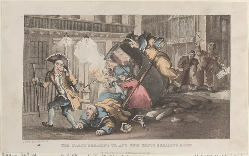 The Party Breaking Up, and Quae Genus Breaking Down Wall Art by Thomas Rowlandson - High-Resolution Digital Print
