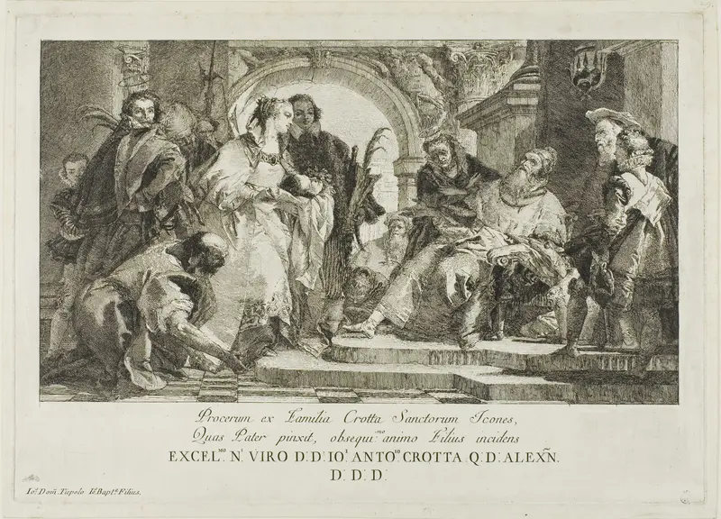 The Patron Saints of the Crotta Family Wall Art by Giovanni Domenico Tiepolo - High-Resolution Digital Print