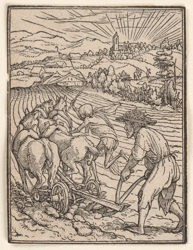 The Peasant (or Ploughman), from "The Dance of Death" Wall Art by Hans Holbein the Younger - High-Resolution Digital Print