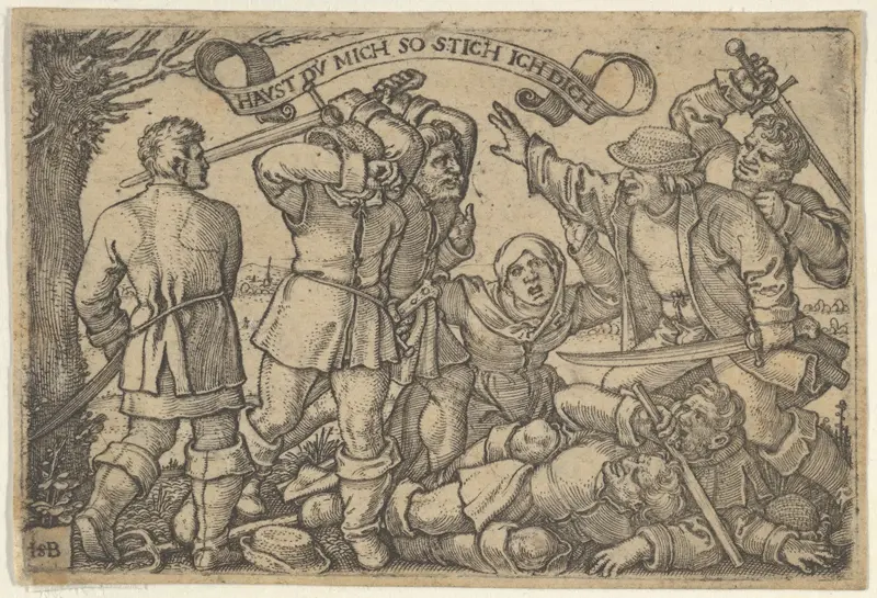 The Peasants' Brawl Wall Art by Sebald Beham - High-Resolution Digital Print