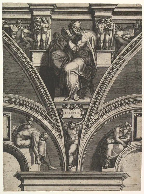 The Persian Sibyl; from the series of Prophets and Sibyls in the Sistine Chapel Wall Art by Giorgio Ghisi - High-Resolution Digital Print