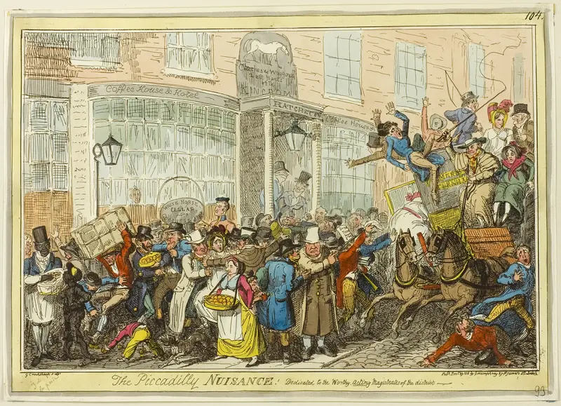 The Piccadilly Nuisance! Wall Art by George Cruikshank - High-Resolution Digital Print