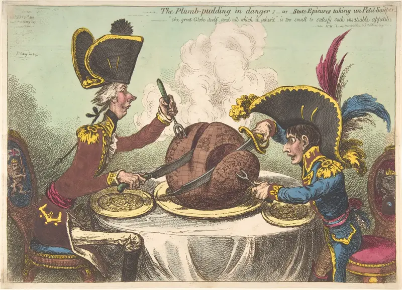 The Plumb-Pudding in Danger;–or–State Epicures Taking un Petit Souper Wall Art by James Gillray - High-Resolution Digital Print