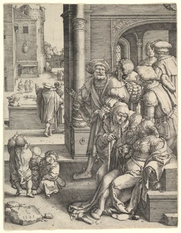 The Poet Virgil in a Basket Wall Art by Lucas van Leyden - High-Resolution Digital Print