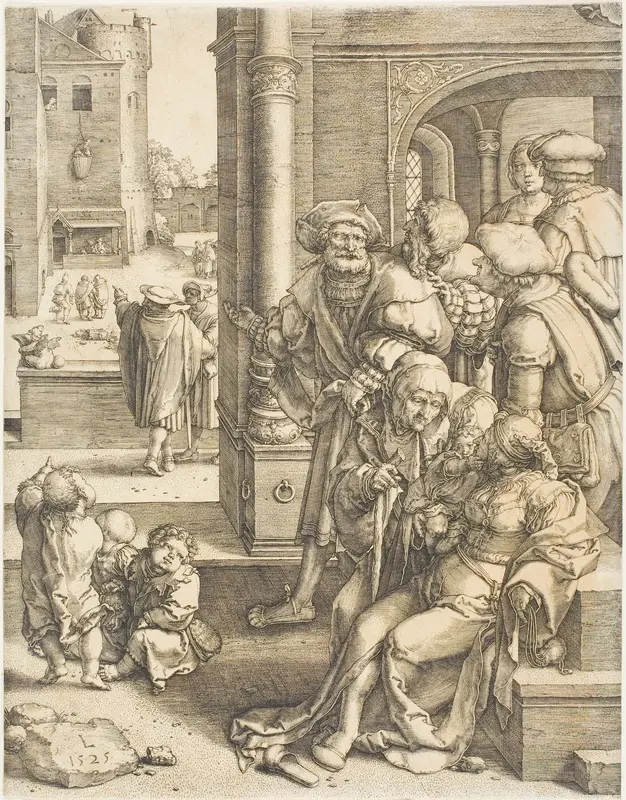 The Poet Virgil Suspended in a Basket Wall Art by Lucas van Leyden - High-Resolution Digital Print