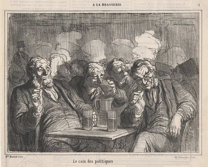 The politician's corner, from 'In the pub,' published in Le Charivari, January 5, 1864 Wall Art by Honoré Daumier - High-Resolution Digital Print