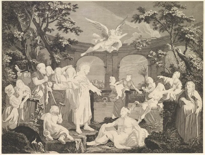 The Pool of Bethesda (St. John, Chapter 5) Wall Art by Simon Francis Ravenet, the elder - High-Resolution Digital Print