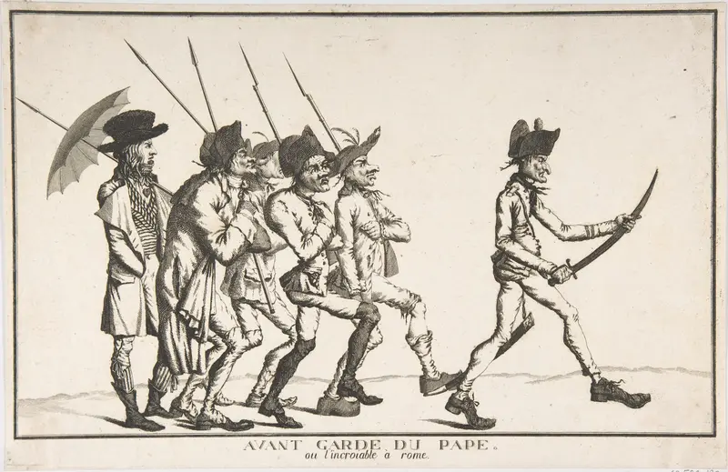 The Pope's Advance Guard or the "Incroyable" in Rome (Avant garde du pape, ou l'Incroyable à Rome) Wall Art by Anonymous, French, 18th century - High-Resolution Digital Print