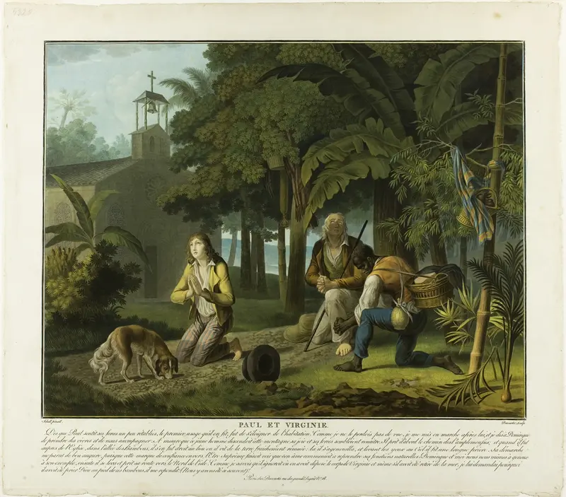 The Prayer, plate 6 from Paul et Virginie Wall Art by Charles Melchior Descourtis - High-Resolution Digital Print
