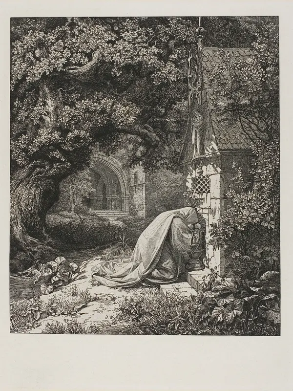 The Praying Nun Wall Art by Johann Wilhelm Schirmer - High-Resolution Digital Print