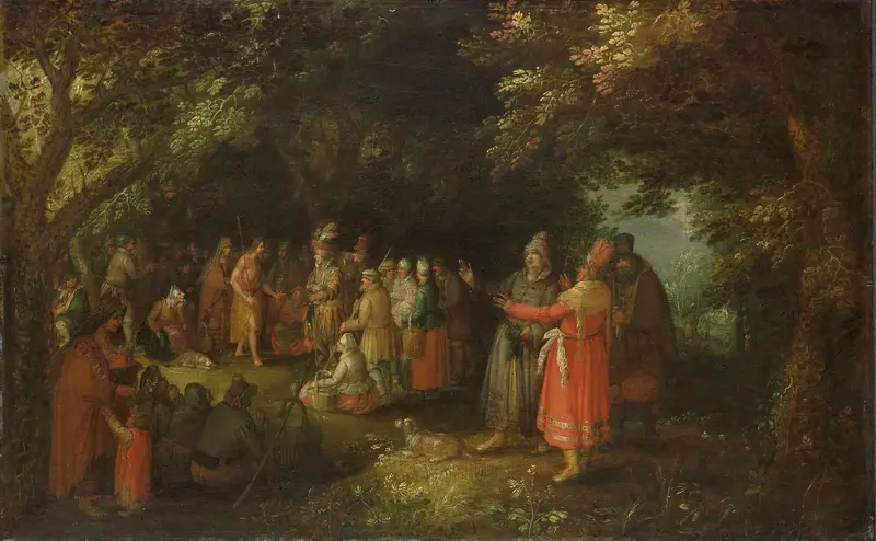 The Preaching of St John the Baptist Wall Art by David Vinckboons - High-Resolution Digital Print