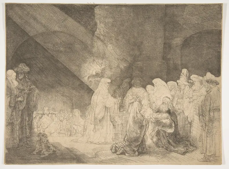 The Presentation in the Temple: Oblong Plate Wall Art by Rembrandt (Rembrandt van Rijn) - High-Resolution Digital Print