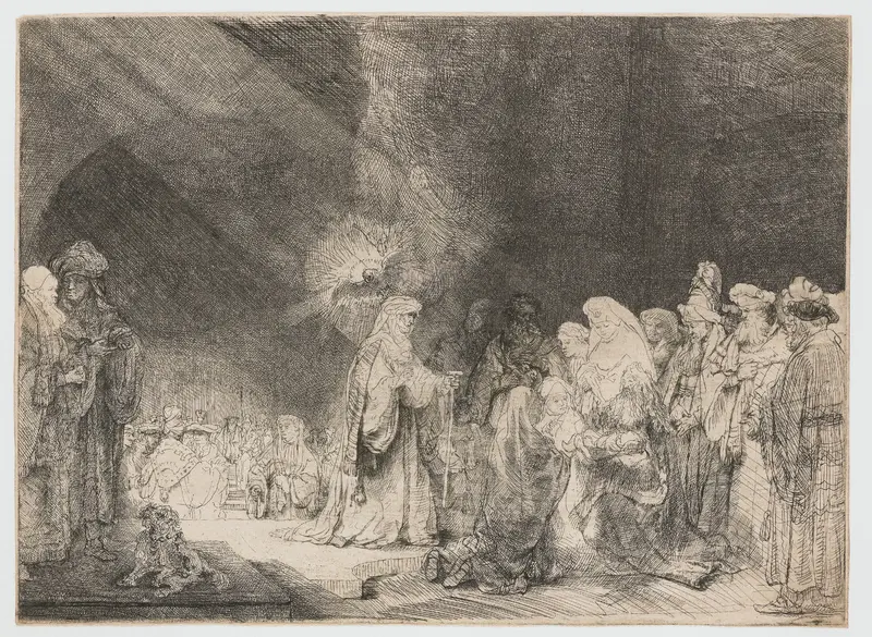 The presentation in the temple: oblong print by Rembrandt van Rijn - High-Resolution Digital Print