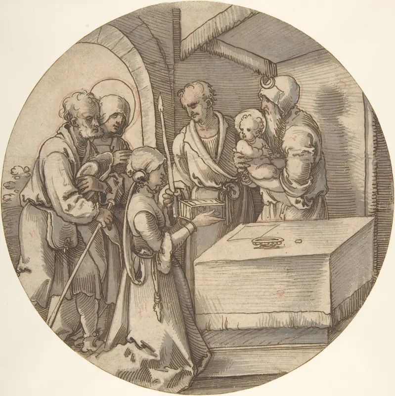 The Presentation of the Infant Jesus in the Temple Wall Art by Sebald Beham - High-Resolution Digital Print