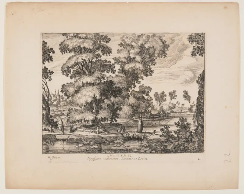 The Priest Passing the Man, from Landscapes with the Story of the Good Samaritan Wall Art by Simon Frisius - High-Resolution Digital Print